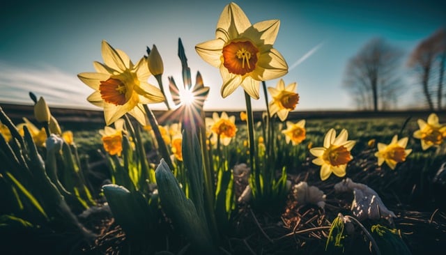 Free download daffodils flowers blooming field free picture to be edited with GIMP free online image editor