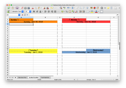 เทมเพลตการ์ดรายวันฟรี, 3X5 Horizonal, แท็บที่ถูกต้องสำหรับ LibreOffice, OpenOffice, Microsoft Word, Excel, Powerpoint และ Office 365