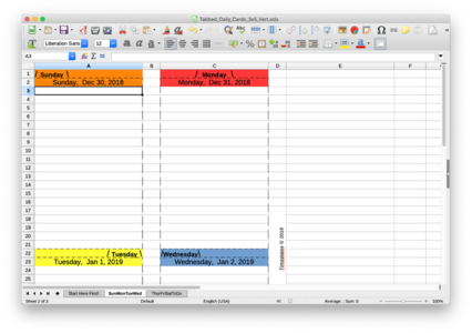 Plantilla gratuita de Tarjetas Diarias, Vertical 3X5, Tabuladas válidas para LibreOffice, OpenOffice, Microsoft Word, Excel, Powerpoint y Office 365