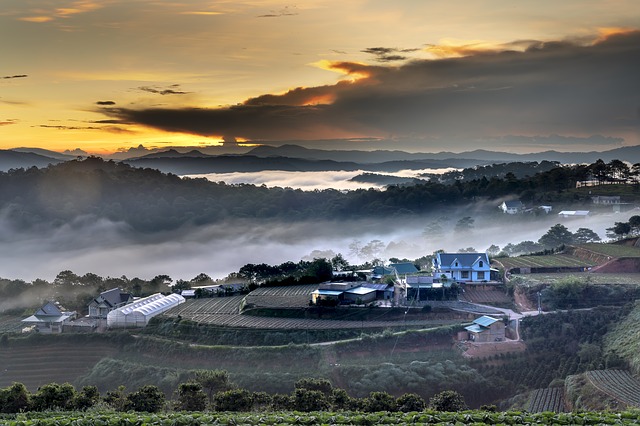 Free download da lat pretty cloud town dawn free picture to be edited with GIMP free online image editor