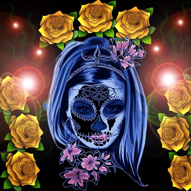 Free download Day Of The Dead Colorful Make Up free illustration to be edited with GIMP online image editor