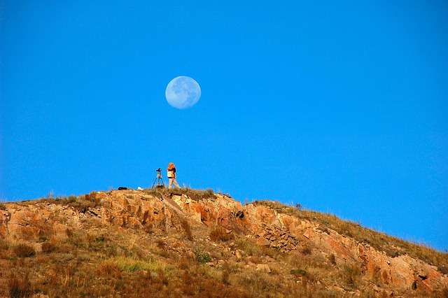 Free download daytime moon mountain nature free picture to be edited with GIMP free online image editor