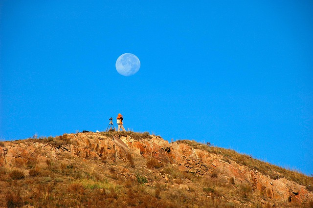 Free download daytime moon mountain nature free picture to be edited with GIMP free online image editor