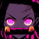 Demon Slayer Nezuko Black/Pink  screen for extension Chrome web store in OffiDocs Chromium