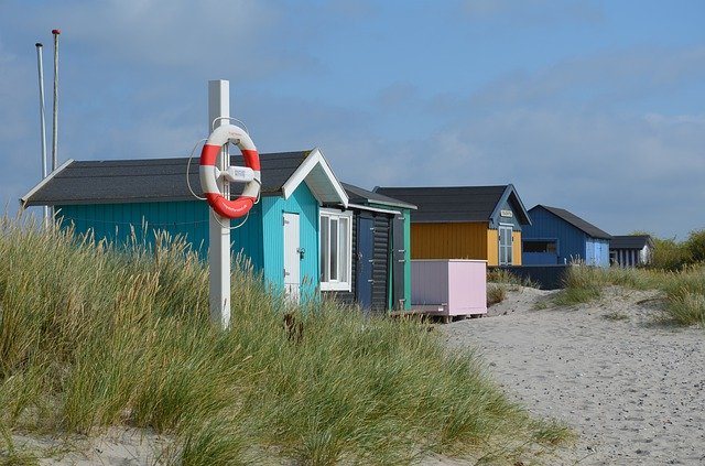 Gratis download Denemarken Beach Houses Aero - gratis foto of afbeelding om te bewerken met GIMP online afbeeldingseditor
