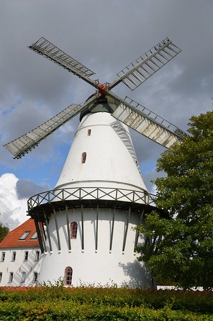 Free download Denmark Windmill Building -  free photo or picture to be edited with GIMP online image editor