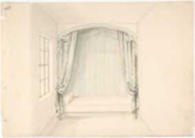Free download Design for a Canopied Bed with Pale Blue and White Hangings free photo or picture to be edited with GIMP online image editor