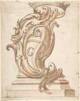 Free download Design for a Cartouche on a Base, Surmounted by a Crown, with Arms with the Initials OL, G, G, and OI. free photo or picture to be edited with GIMP online image editor