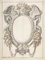 Free download Design for a Cartouche with Zoomorphic Mask above and Cornucopia of Fruit and Leaves on the Sides. free photo or picture to be edited with GIMP online image editor