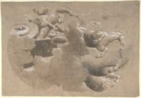 Free download Design for a Ceiling:  Male Figure with a Trident and Another Figure in a Horse Drawn Chariot free photo or picture to be edited with GIMP online image editor