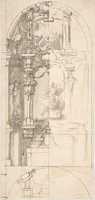 Free download Design for a Chapel with Flight into Egypt as Altarpiece free photo or picture to be edited with GIMP online image editor