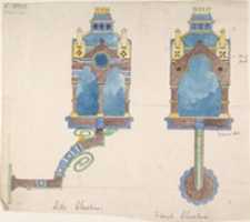 Free download Design for a Church Wall Lantern, Front and Side Elevations free photo or picture to be edited with GIMP online image editor