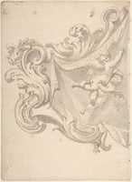 Free download Design for a Crest with Drapery and Two Putti free photo or picture to be edited with GIMP online image editor