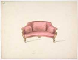 Free download Design for a Curved-back Sofa Upholstered in Red free photo or picture to be edited with GIMP online image editor