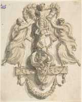 Free download Design for a Door-Knocker (?) With Two Nymphs, Garlands and a Term free photo or picture to be edited with GIMP online image editor