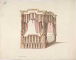 Free download Design for a Four-poster Bed with Pink, Brown and White Draperies free photo or picture to be edited with GIMP online image editor