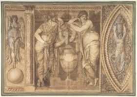 Free download Design for a Frieze with Two Women Flanking an Urn free photo or picture to be edited with GIMP online image editor