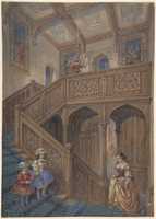 Free download Design for a Jacobean-style Staircase (recto); Architectural Element Design (verso) free photo or picture to be edited with GIMP online image editor