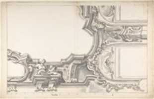 Free download Design for an Elaborate Cornice with a Cartouche and Figures Supporting a Ceiling, with Two Arched Openings. free photo or picture to be edited with GIMP online image editor