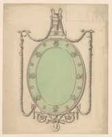 Free download Design for an Oval Mirror, Surmounted by an Urn and Draped with Neoclassic Swags free photo or picture to be edited with GIMP online image editor