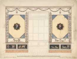 Free download Design for a Room in the Etruscan or Pompeian style (Elevation) free photo or picture to be edited with GIMP online image editor