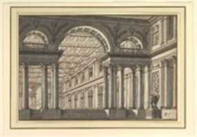 Free download Design for a Stage Set: Classical Arcaded Gallery with Triumphal Arch Motif free photo or picture to be edited with GIMP online image editor