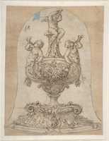 Free download Design for a Vessel with Two Tritons Blowing Horns and a Winged Putto above. free photo or picture to be edited with GIMP online image editor