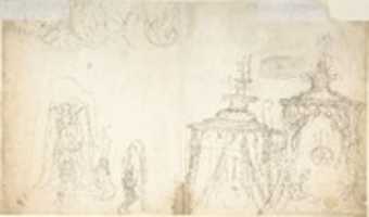 Free download Design for Bed Alcove (recto); Studies for Statues and Carvings on Bed (verso) free photo or picture to be edited with GIMP online image editor