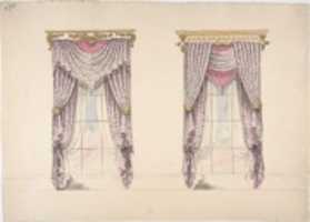 Free download Design for Curtains with Purple, White and Mink Fabric, Purple Fringes and Gold and White Pediments free photo or picture to be edited with GIMP online image editor