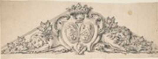 Free download Design for Pediment with Two Heraldic Crests, Lions and a Crown free photo or picture to be edited with GIMP online image editor