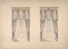 Free download Design for Pink and White Curtains with Green Fringes, and Gold and White Pediments free photo or picture to be edited with GIMP online image editor
