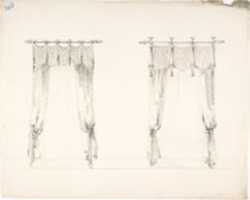 Free download Design for Two Fringed Curtains Handing from Rods (Verso: Sketches) free photo or picture to be edited with GIMP online image editor