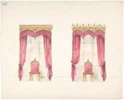 Free download Design for Two Red Fringed Curtains with Gold Pelmets free photo or picture to be edited with GIMP online image editor