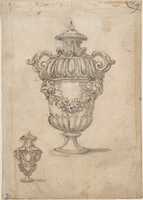 Free download Designs for Two Urns Decorated with Garlands and Volutes (Recto). Candle Holder (?)(Verso) free photo or picture to be edited with GIMP online image editor