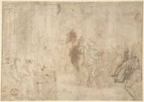Free download Dido and Aeneas (recto); Three Figures Traced in Reverse from Recto and a Study of a Seated Man (verso) free photo or picture to be edited with GIMP online image editor