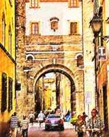 Free download Digital Color Pencil Drawing of a Street in Lucca, Italy free photo or picture to be edited with GIMP online image editor