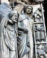 Free download Digital Gouache Painting of a Saint Denis Statue at Cathedrale Notre Dame de Paris free photo or picture to be edited with GIMP online image editor
