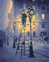Free download Digital Gouache Painting of a Streetlight Being Lit in Parvis Notre-Dame free photo or picture to be edited with GIMP online image editor
