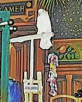 Free download Digital Moku Hanga Woodblock Print of a White Parrot in an Amsterdam Bar free photo or picture to be edited with GIMP online image editor