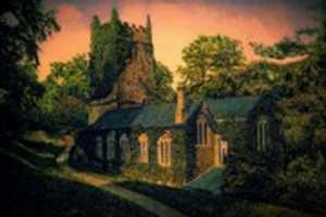 Free download Digital Oil Painting of a Church in Cockington, England free photo or picture to be edited with GIMP online image editor