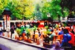 Free download Digital Oil Painting of an Outdoor Cafe Near Place Saint-Michel free photo or picture to be edited with GIMP online image editor
