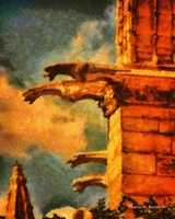 Free download Digital Oil Painting of Cathedrale Notre Dame de Paris Gargoyles free photo or picture to be edited with GIMP online image editor
