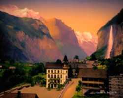 Free download Digital Oil Painting of Lauterbrunnen Valley free photo or picture to be edited with GIMP online image editor