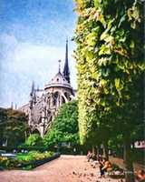 Free download Digital Oil Painting of the Square Jean XXIII Near the Cathedrale Notre Dame de Paris free photo or picture to be edited with GIMP online image editor