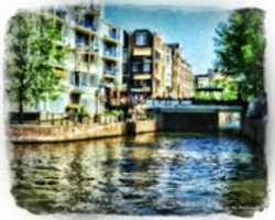 Free download Digital Oil Pastel Drawing of a Bridge over an Amsterdam Canal free photo or picture to be edited with GIMP online image editor