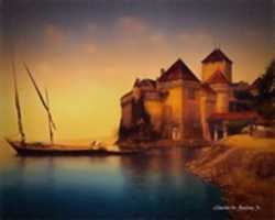 Free download Digital Pastel Drawing of Chillon Castle in Switzerland free photo or picture to be edited with GIMP online image editor