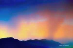 Free download Digital Pastel Drawing of Rain at Sunset in Coconino National Forest free photo or picture to be edited with GIMP online image editor