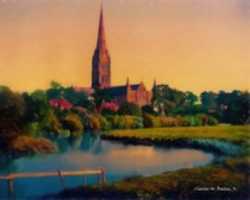 Free download Digital Pastel Drawing of Salisbury Cathedral free photo or picture to be edited with GIMP online image editor