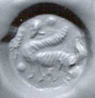 Free download Disc-shaped stamp seal: sphinx with a scorpion tail free photo or picture to be edited with GIMP online image editor