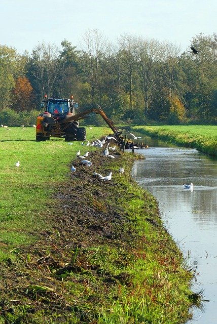 Descarga gratuita Ditch Dredging Tractor: foto o imagen gratuita para editar con el editor de imágenes en línea GIMP